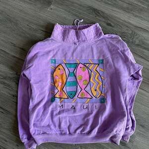 Vintage 90s Fish Hawaii Turtleneck Sweatshirt Large